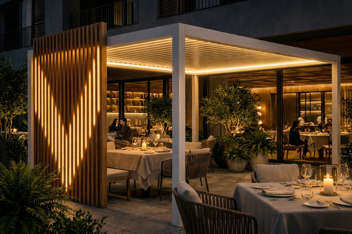 Raylı pergola uygulaması